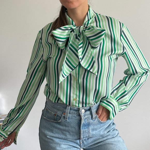 JCPenney green striped shirt, size XS-S (US 2-4) - Picture 3 of 9